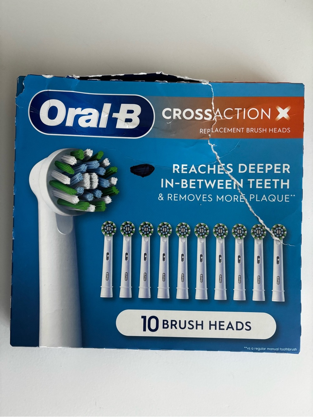 Oral-B CrossAction X Replacement Electric Toothbrush Heads, 10-count, White New